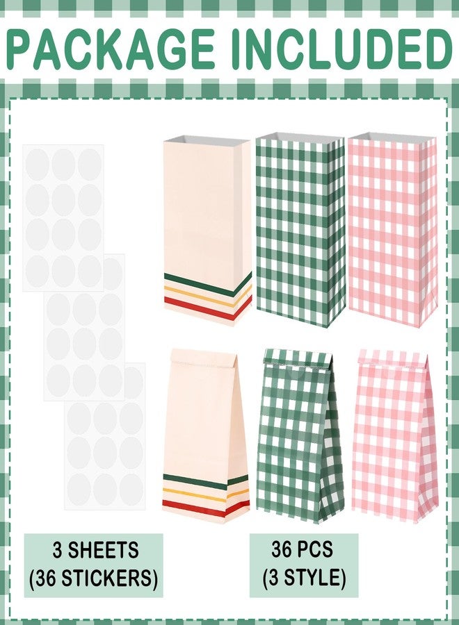 Kolldenn 36 Pcs Gingham Gift Bags Gingham Camp Paper Bag Pink Green Plaid Checkered Goodie Bags for Camp Bachelorette Baby Shower Wedding Birthday Party Favor Supplies - Image 2